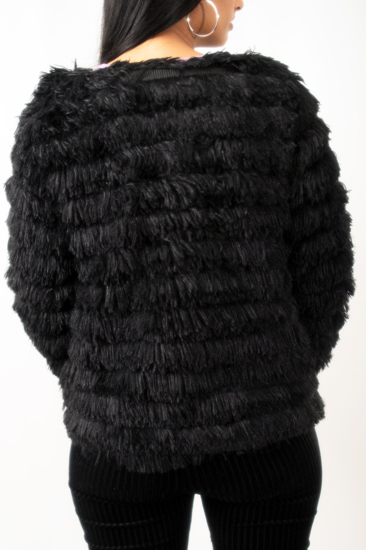 Noir Shaggy Faux Fur Jacket