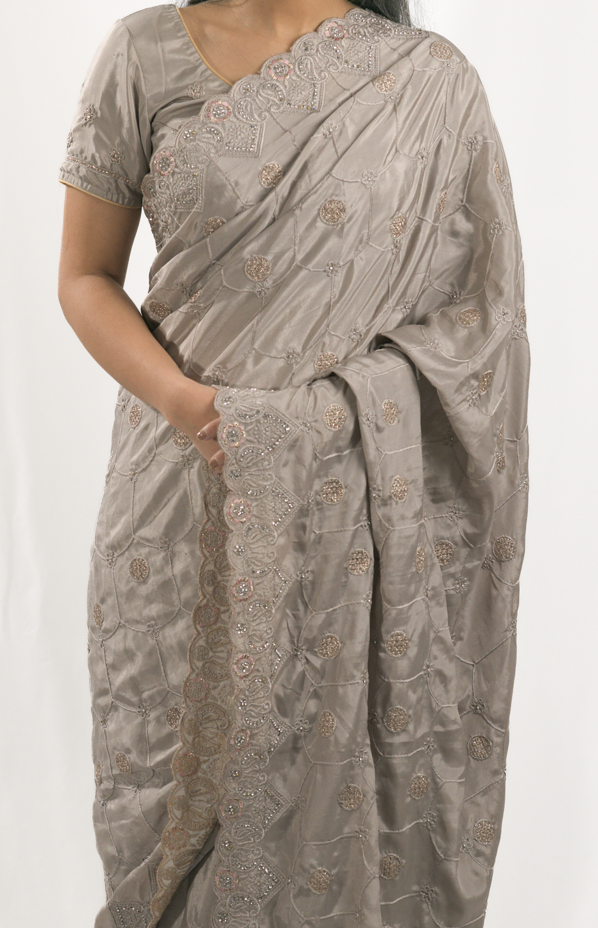 Grey-Brown Saree