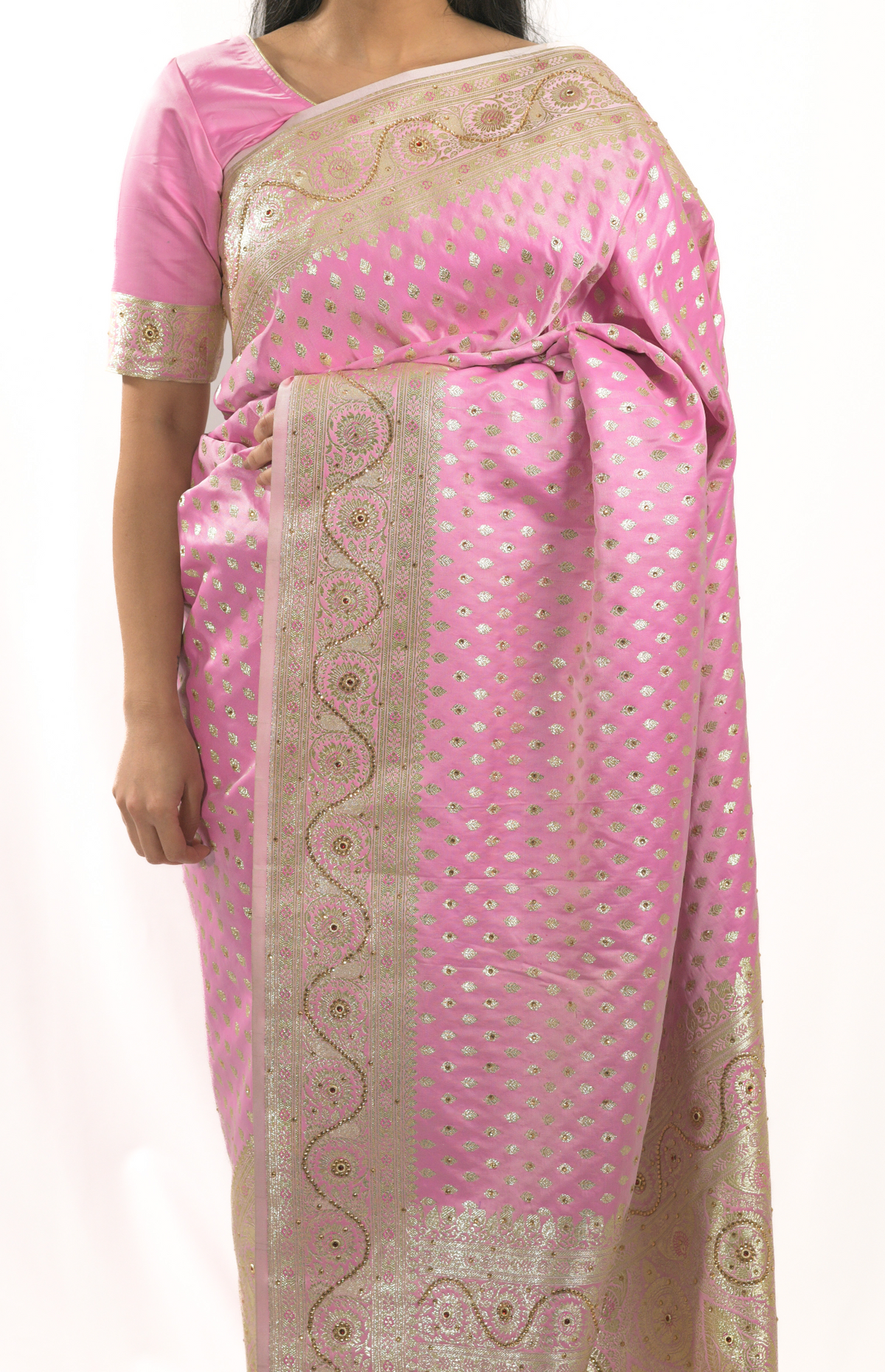 Gulab Pink Banarasi Silk Saree