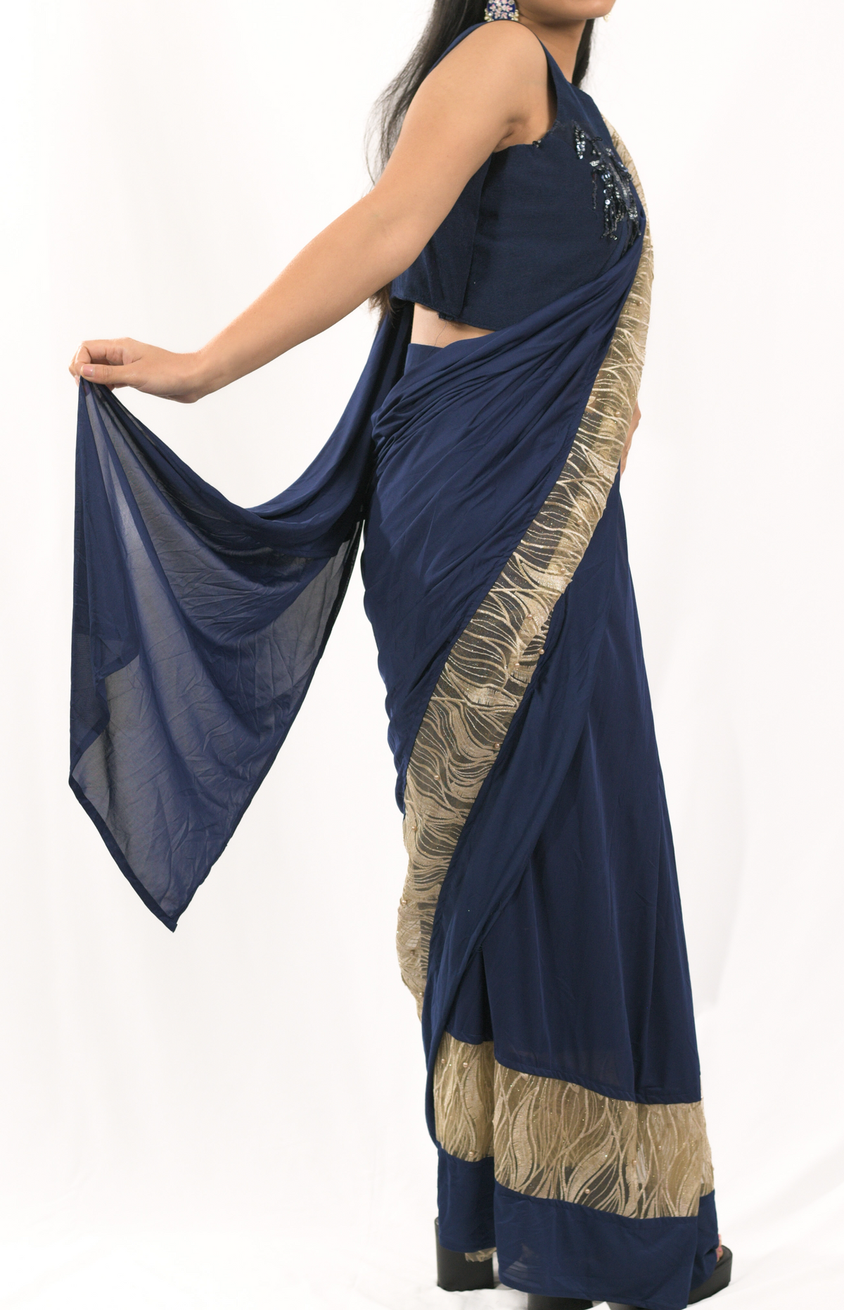 Oshi Blue Readymade Saree