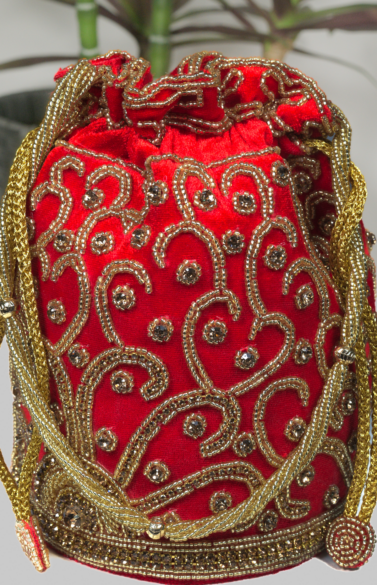 Party Wear Red and Gold Potli Bag
