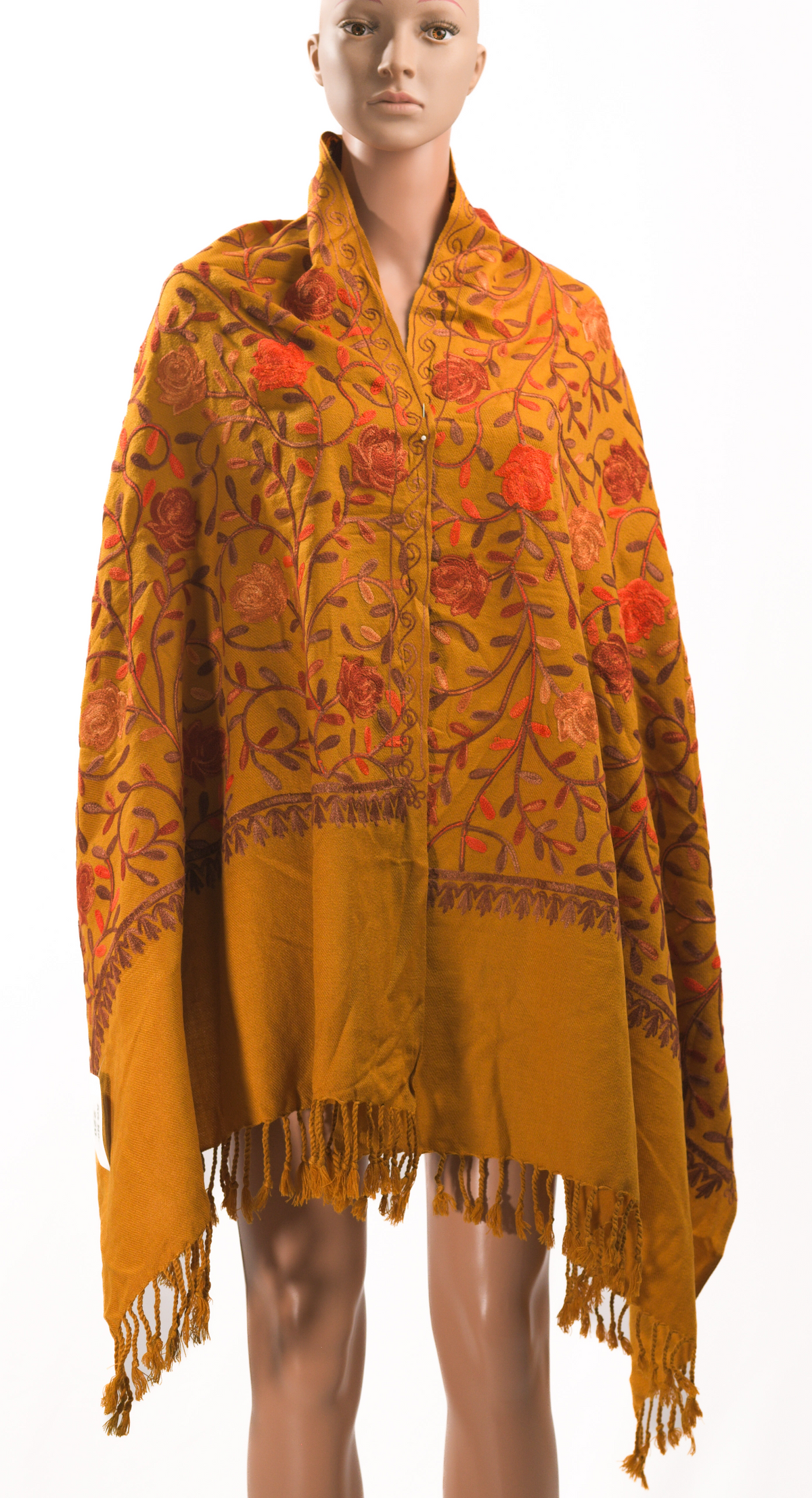 Mustard Yellow Embroidered Shawl