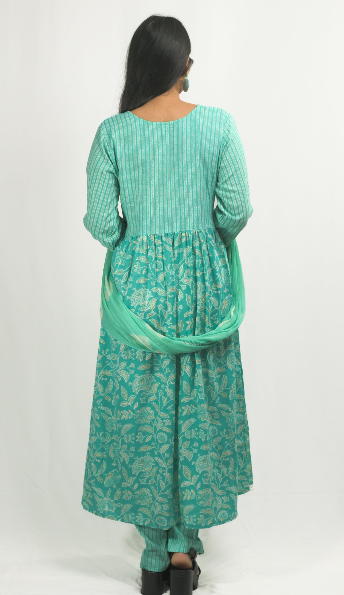 Green Alia cut Kurti with Pant Set