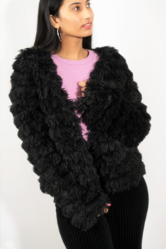 Noir Shaggy Faux Fur Jacket