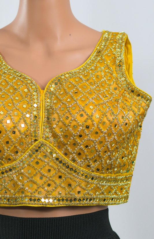Seher Yellow Mirror Work Blouse