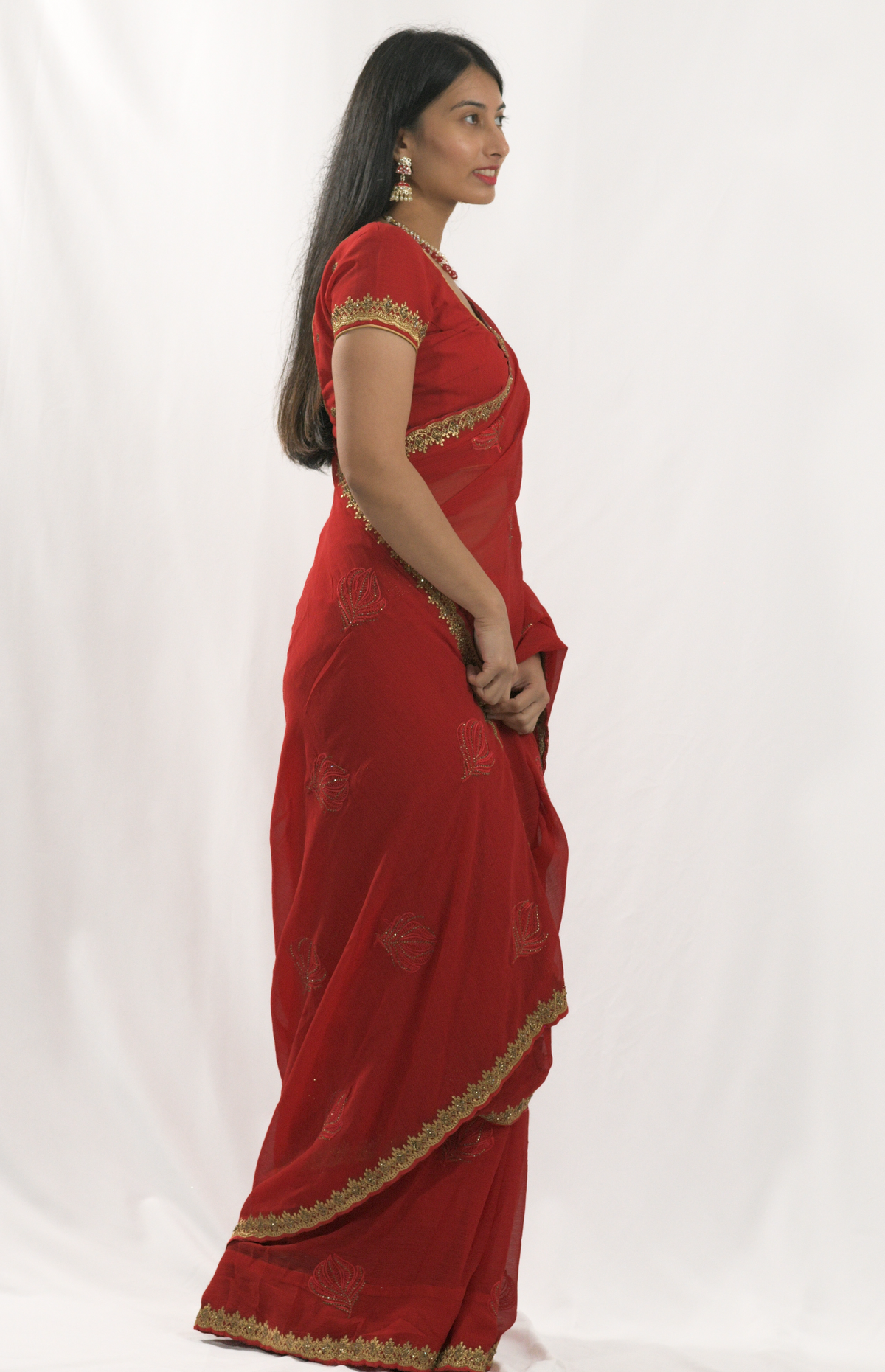 Red Leaf Saree
