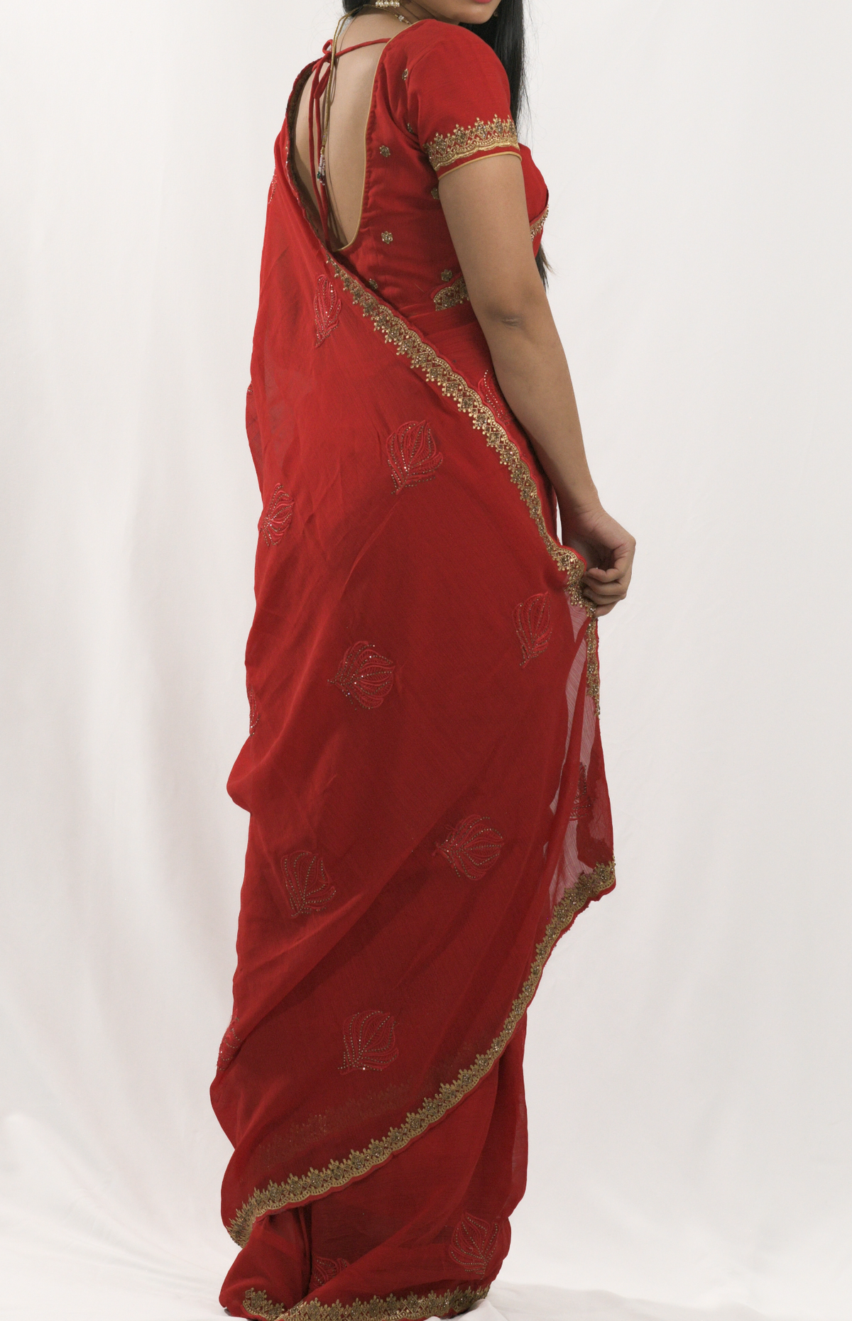 Red Leaf Saree