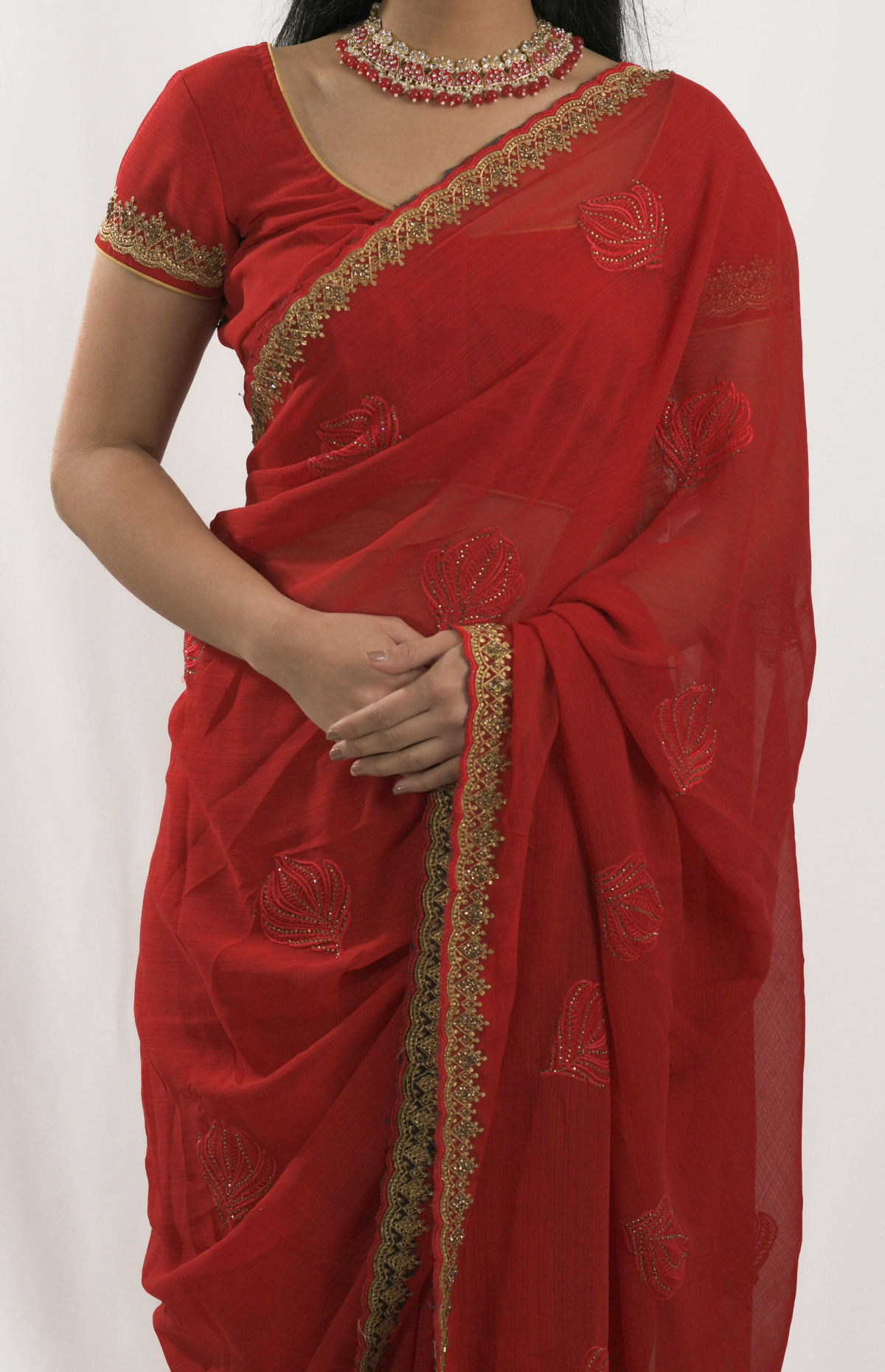 Red Leaf Saree