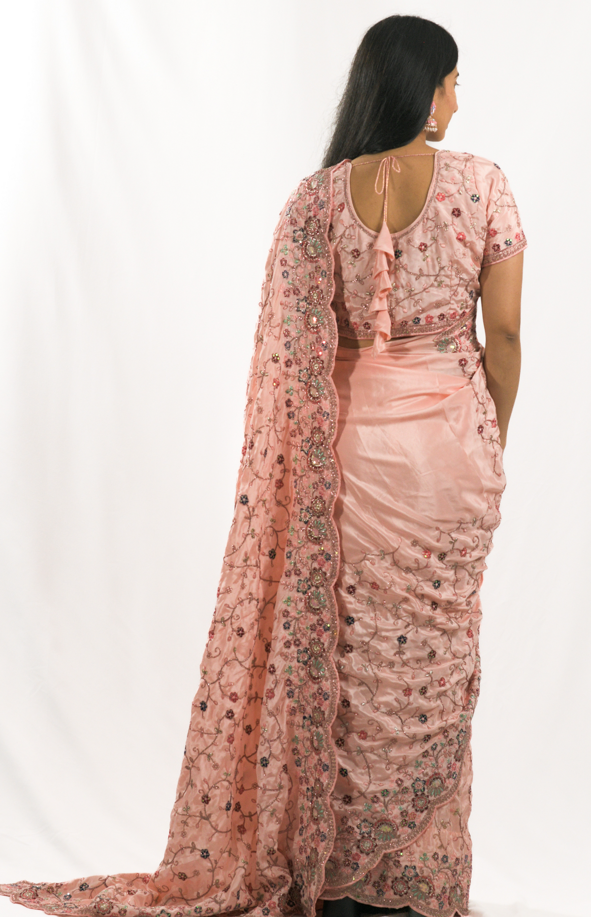 Pink Saree with embroidery