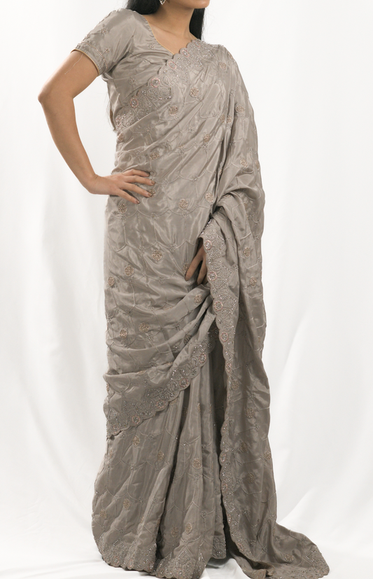 Grey-Brown Saree