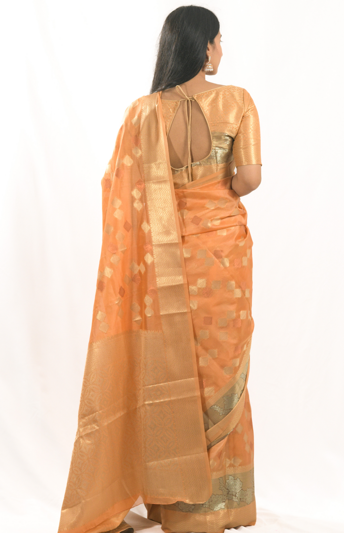 Sonika Orange Silk Saree