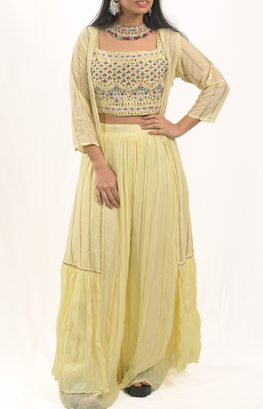 Lemon Crop Top 3 Piece Set