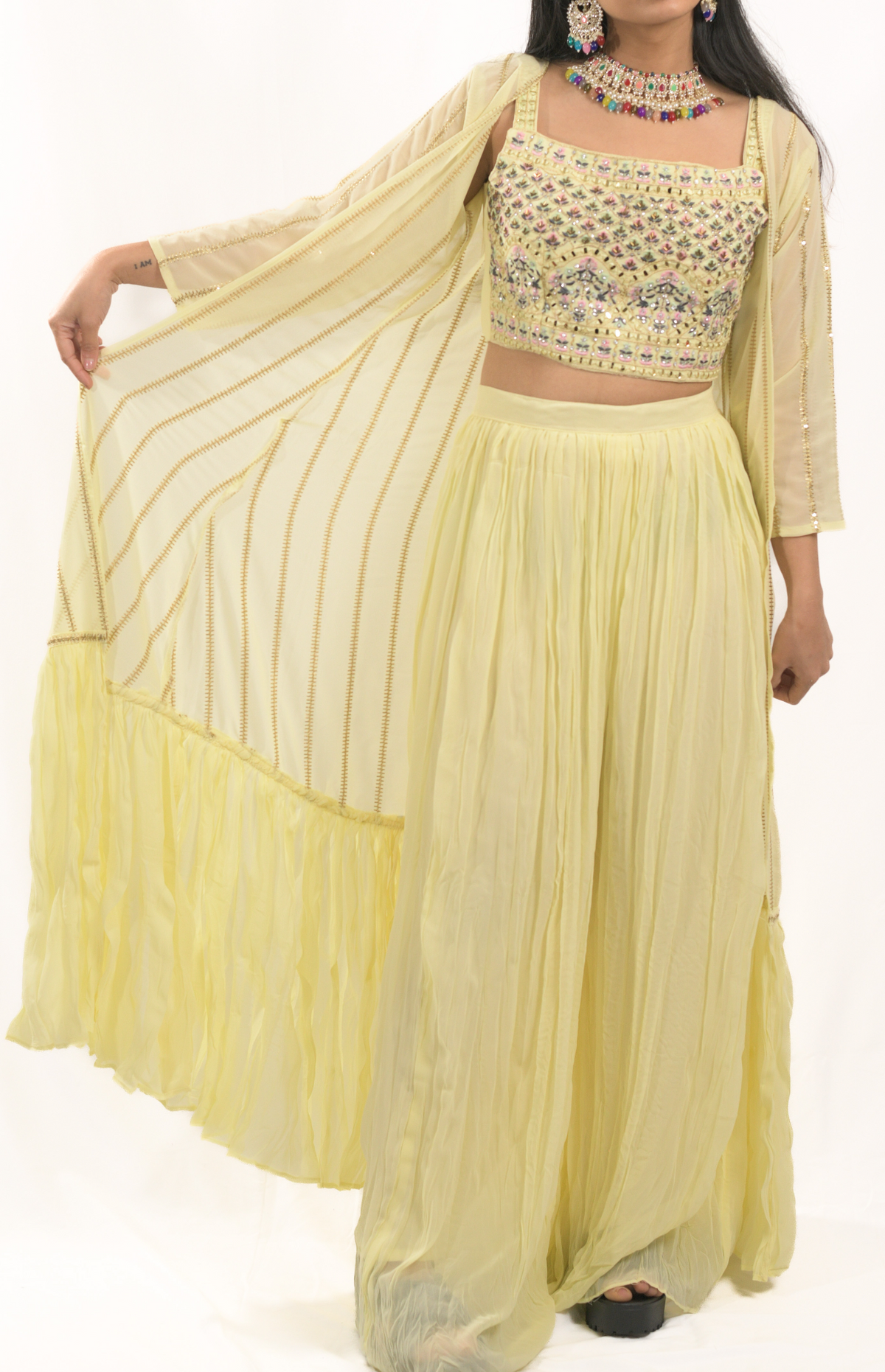 Lemon Crop Top 3 Piece Set