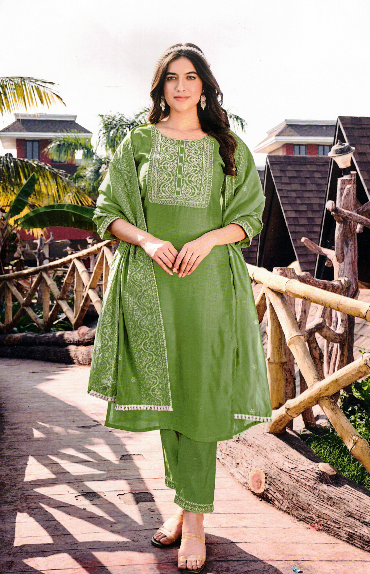 Green Gulmohar Kurti Set