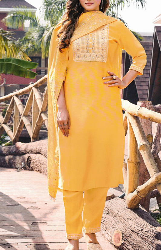 Yellow Gulmohar Kurti Set