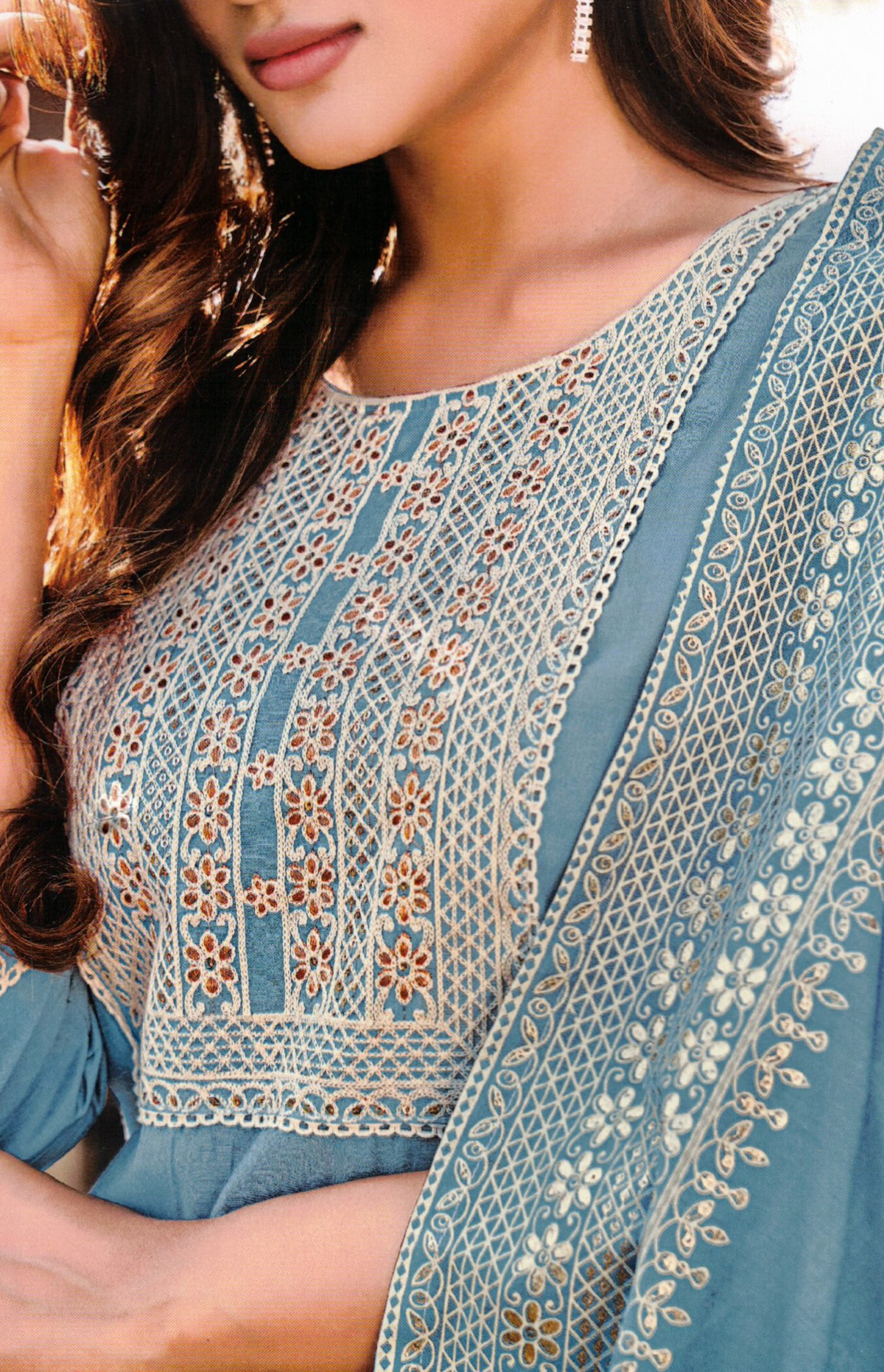 Blue Gulmohar Kurti Set