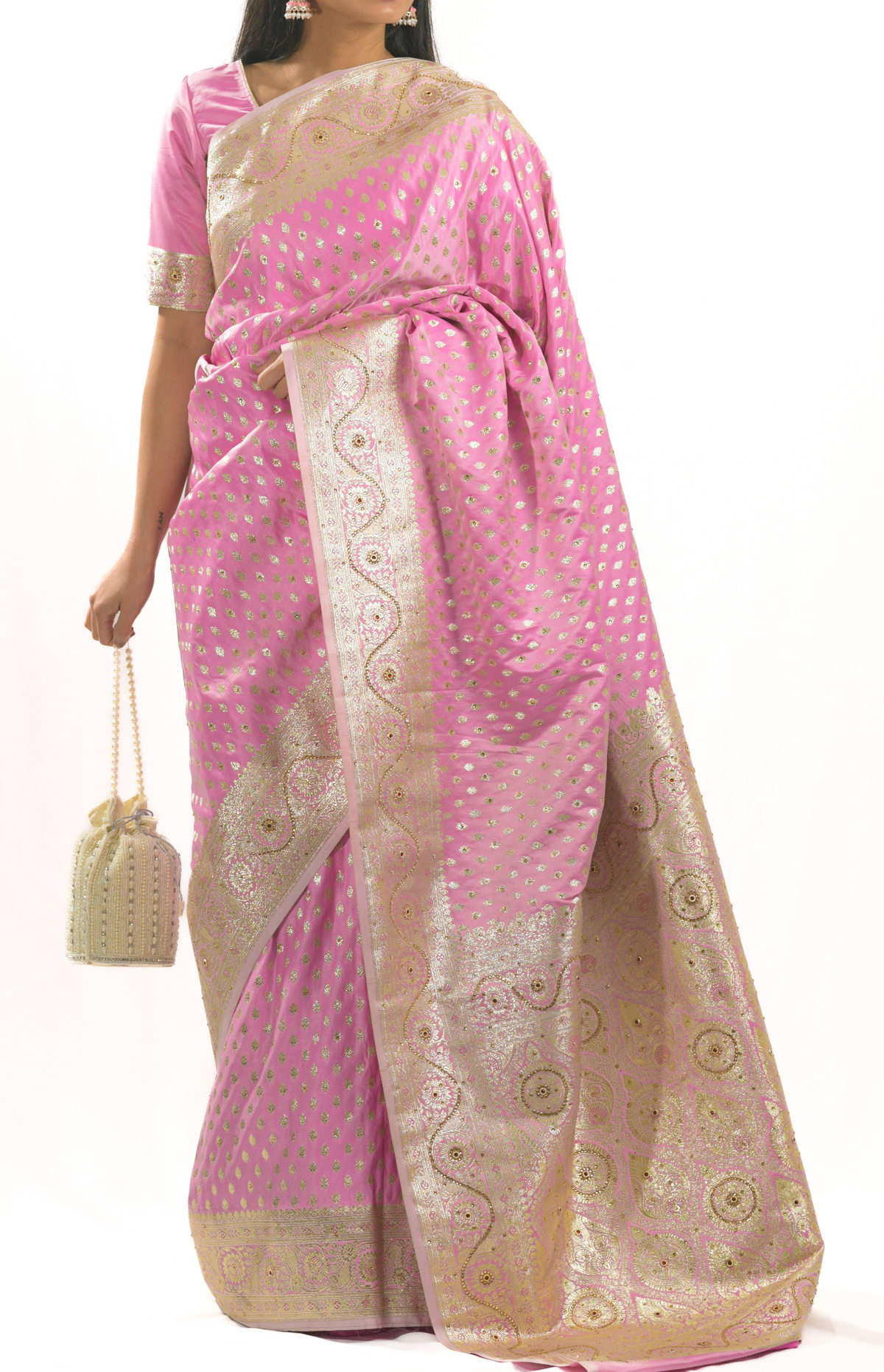 Gulab Pink Banarasi Silk Saree