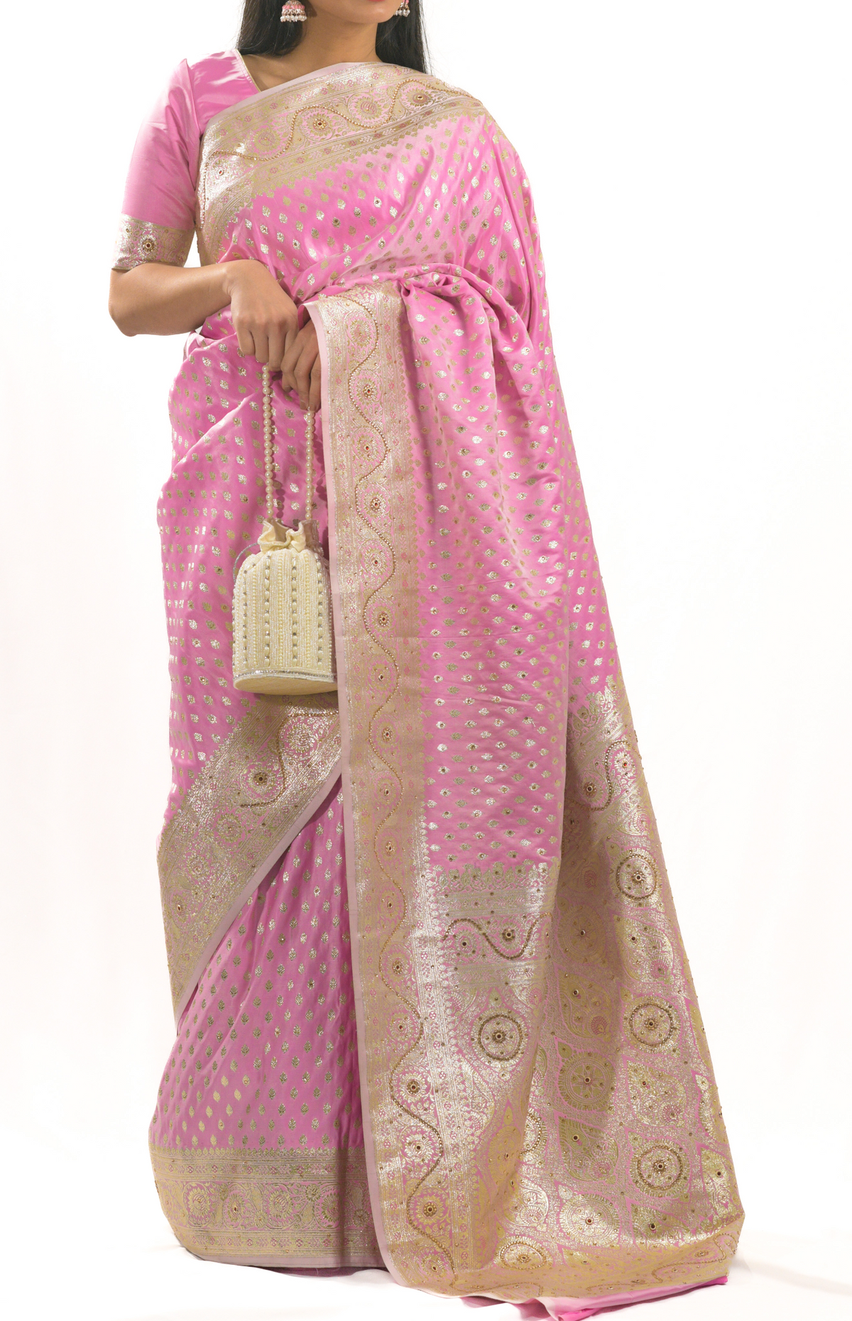 Gulab Pink Banarasi Silk Saree