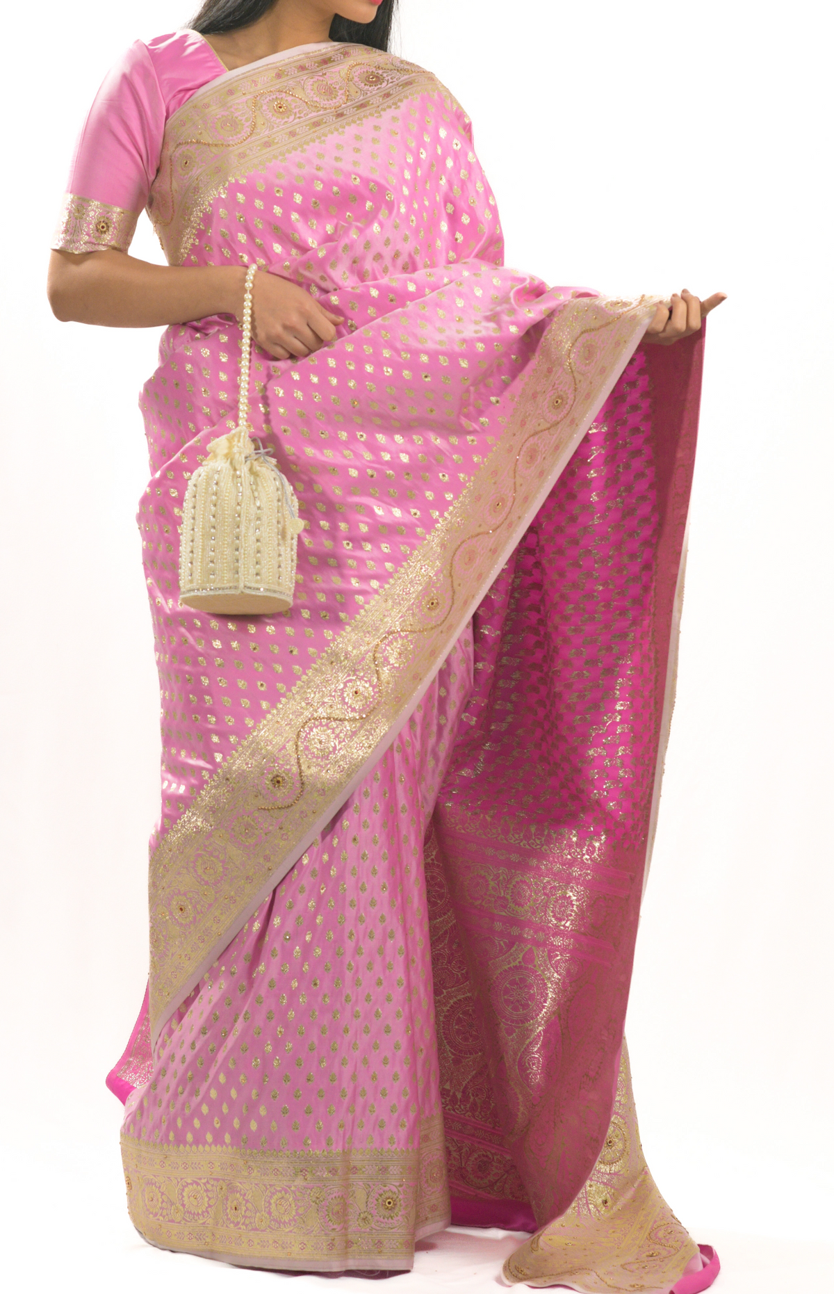 Gulab Pink Banarasi Silk Saree