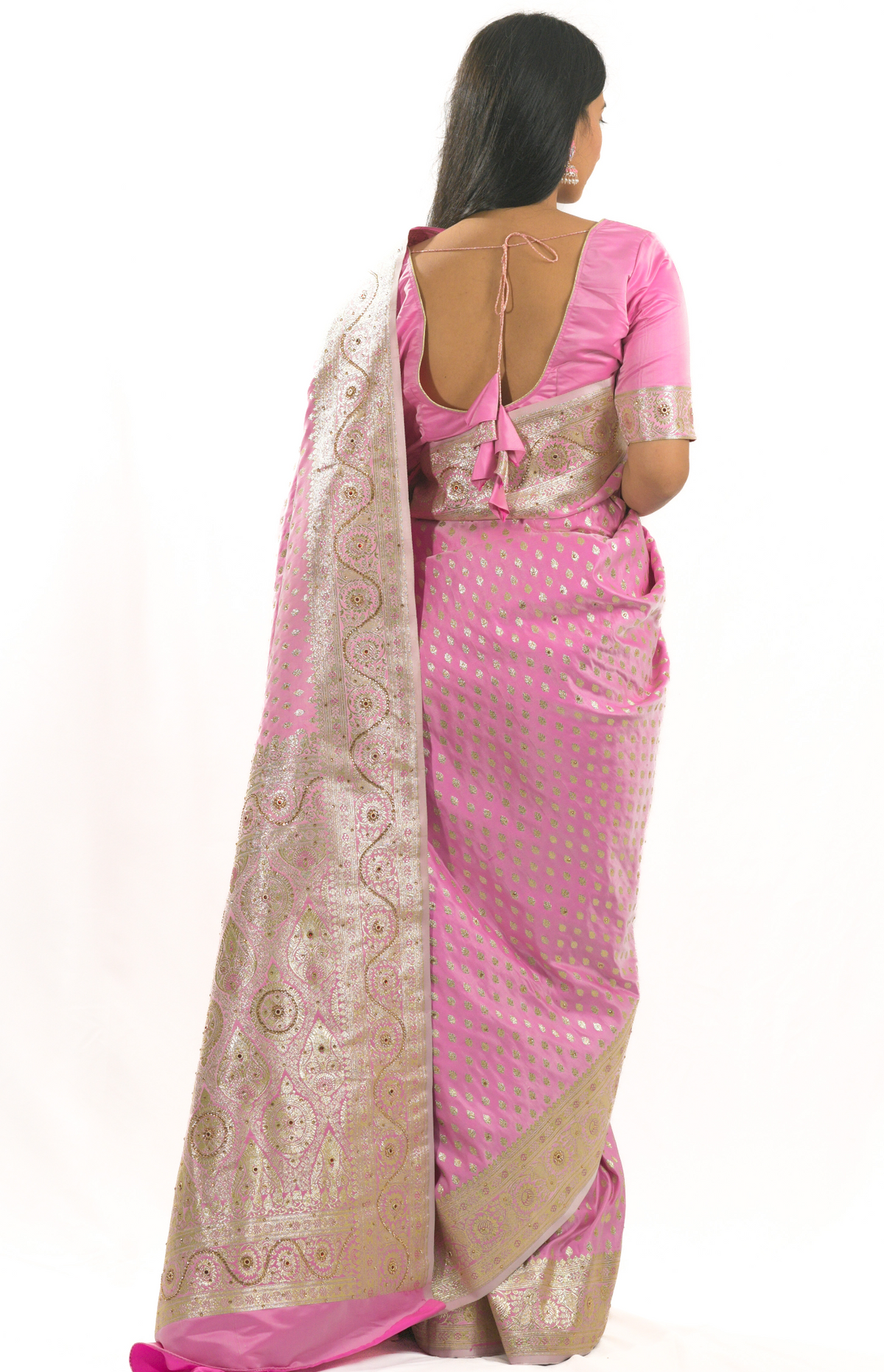 Gulab Pink Banarasi Silk Saree