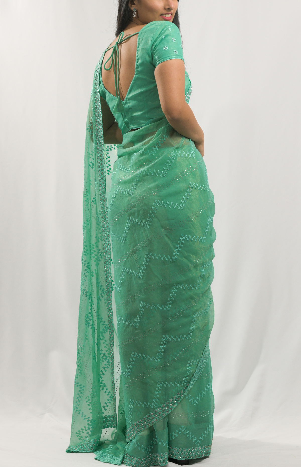 Ehani Green Organza Saree