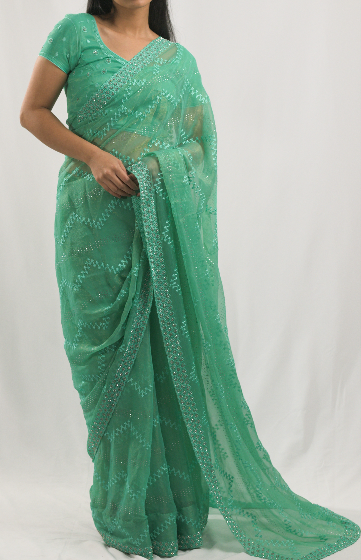 Ehani Green Organza Saree