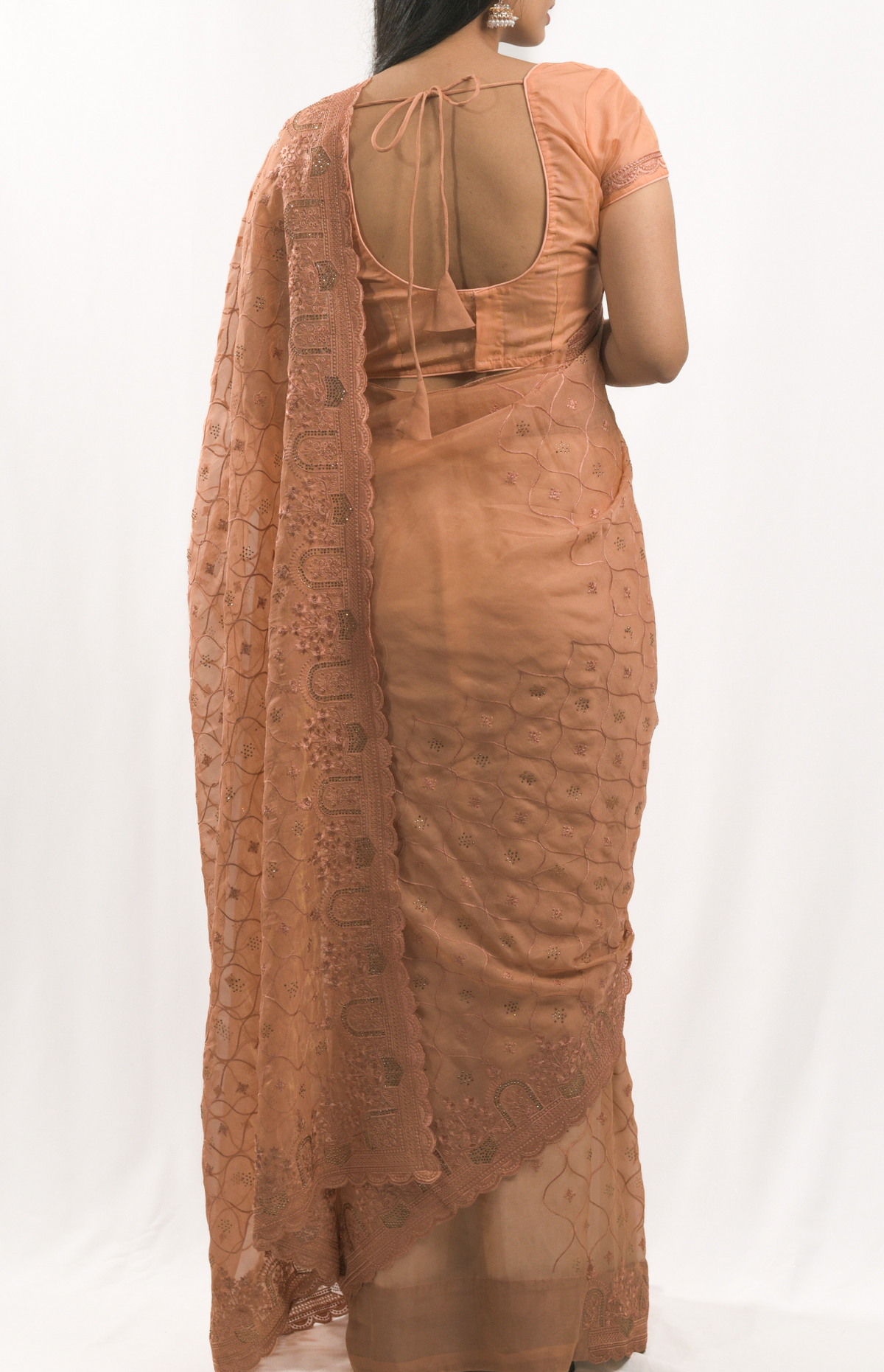 Mud Orange Organza Saree