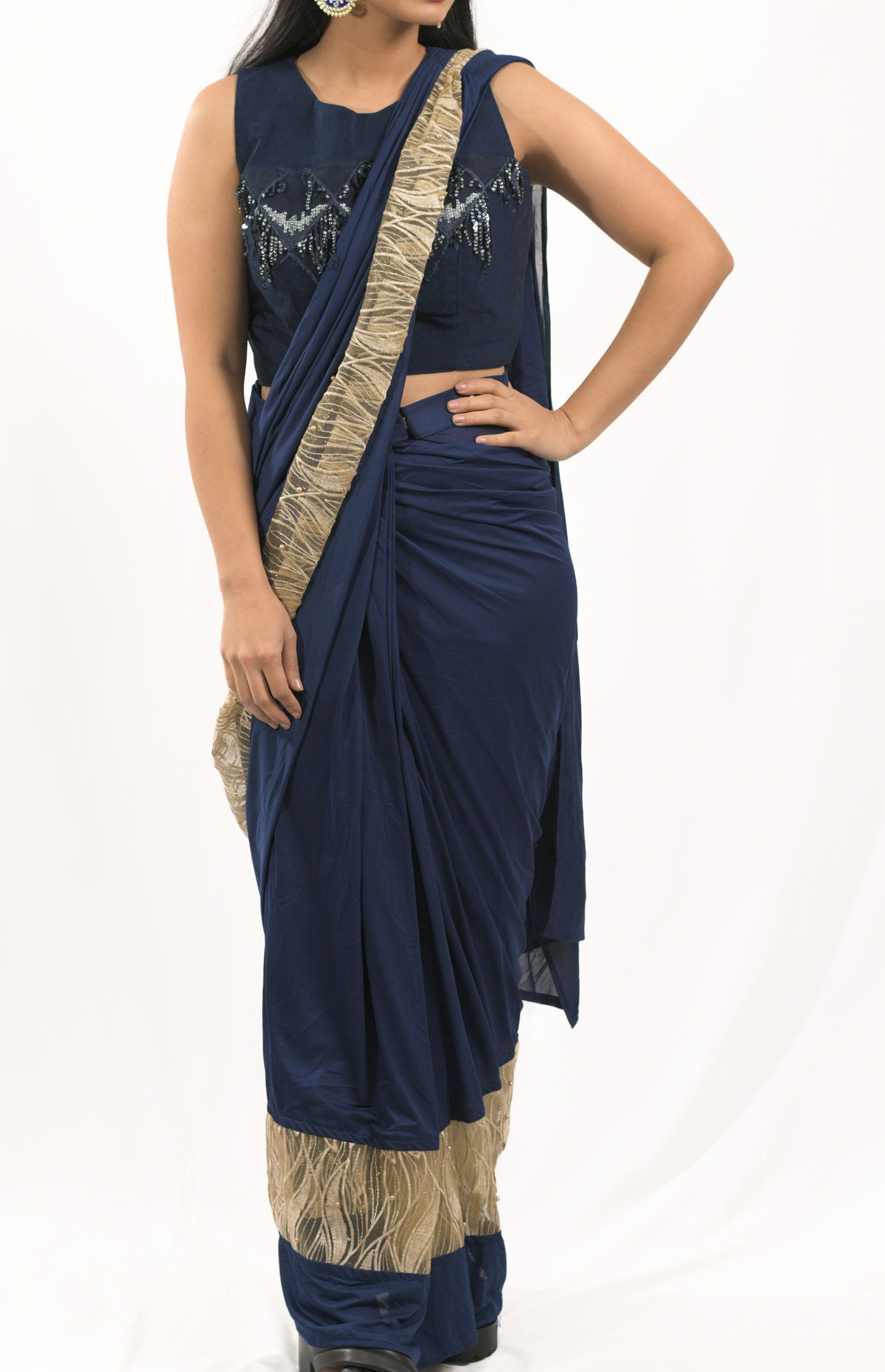 Oshi Blue Readymade Saree