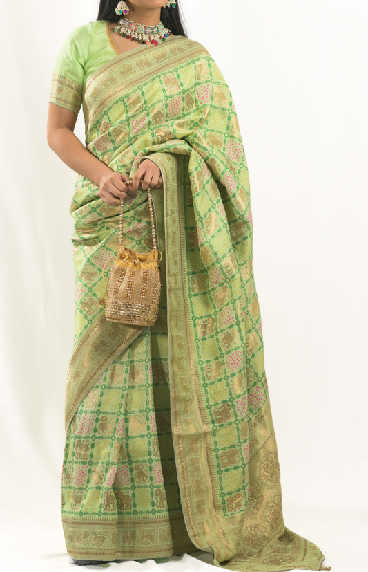 Green Dola Silk Saree