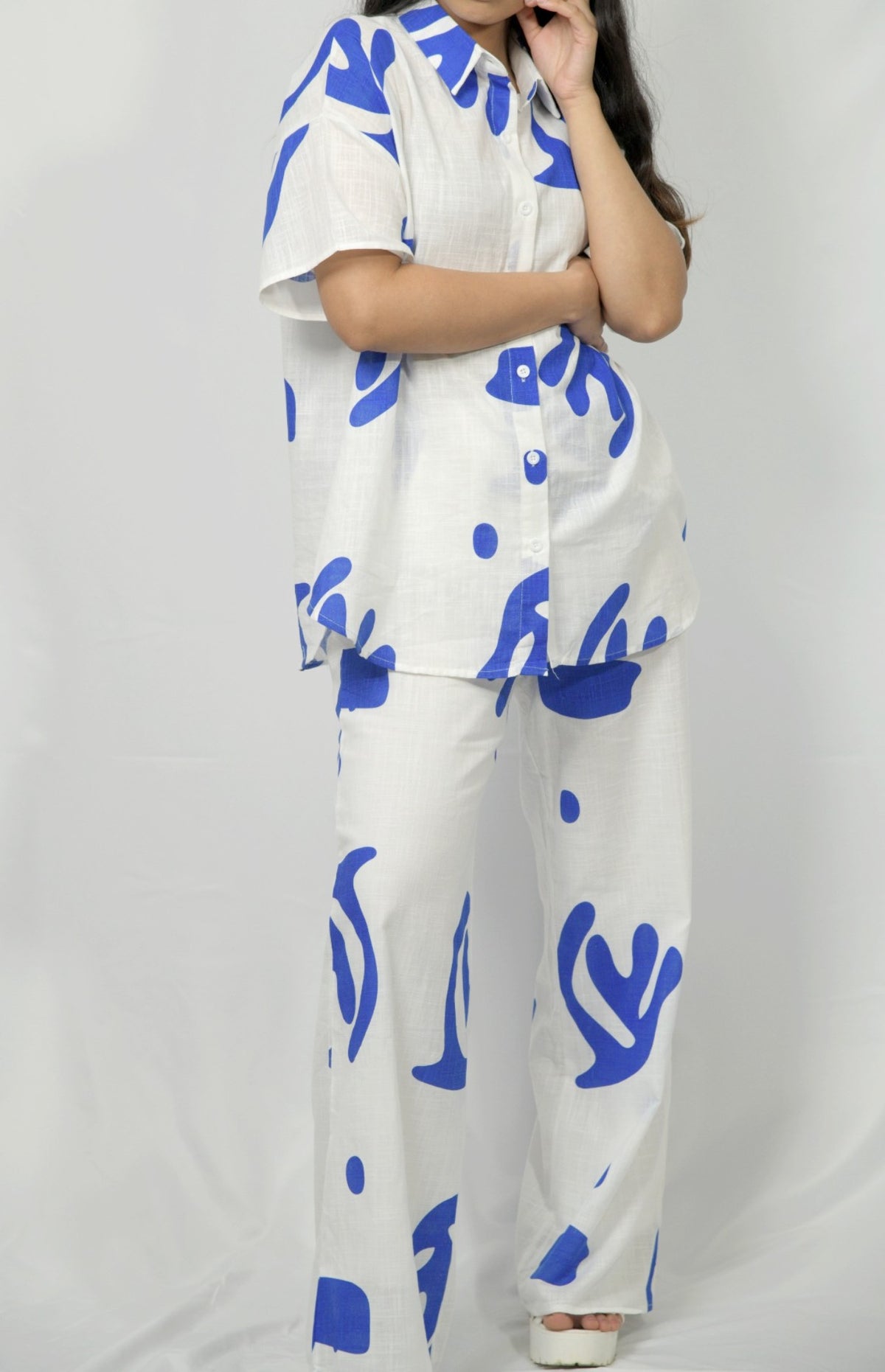 Relaxed Fit Breezy Blue and White Set