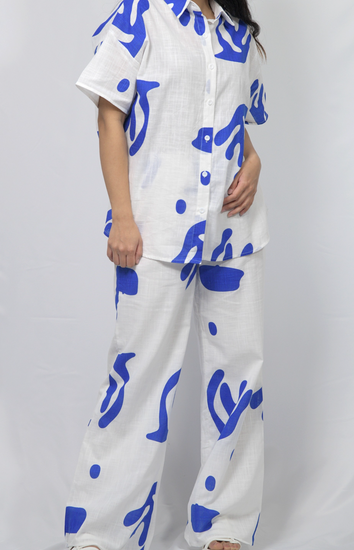 Relaxed Fit Breezy Blue and White Set