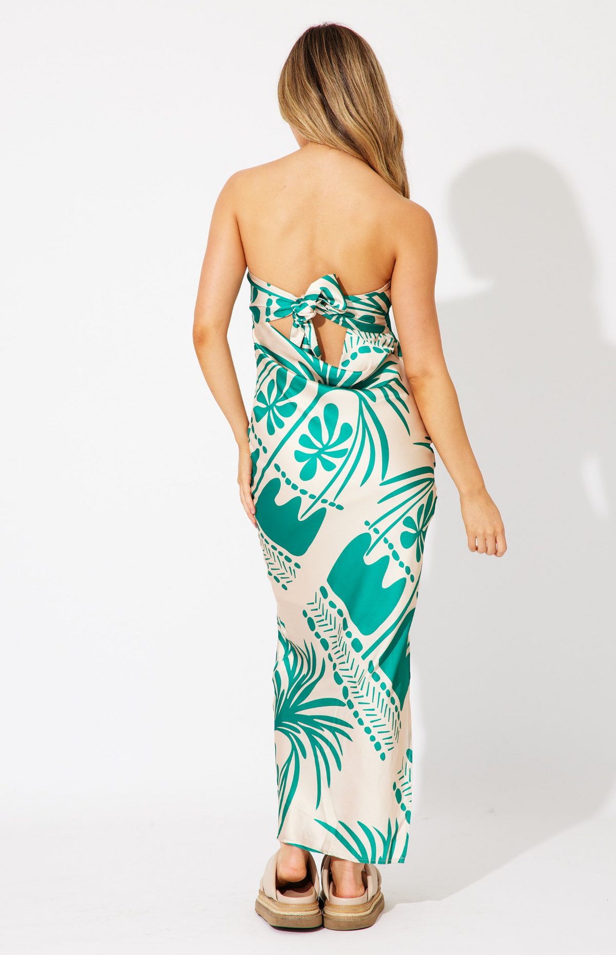 Green and Beige Oasis Dress