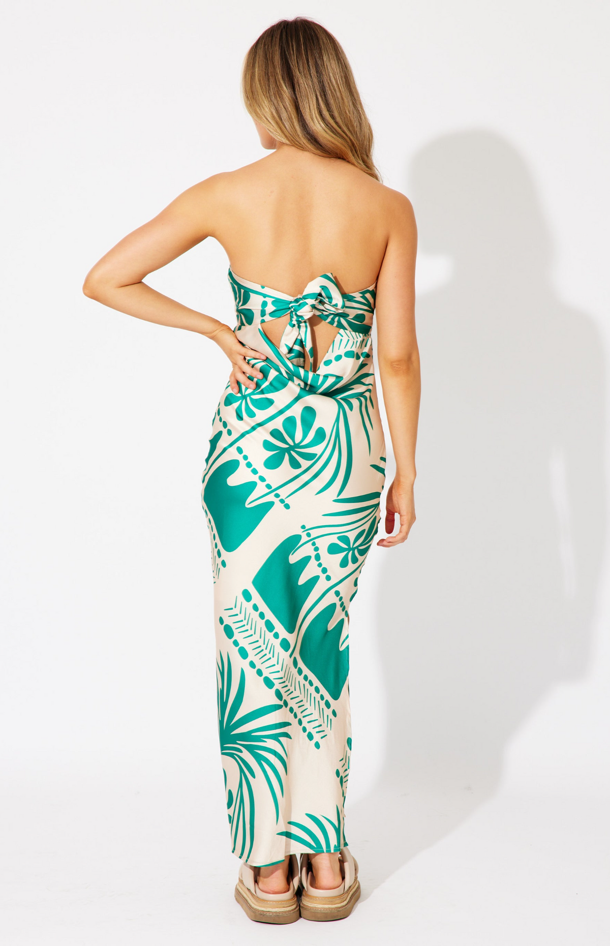 Green and Beige Oasis Dress
