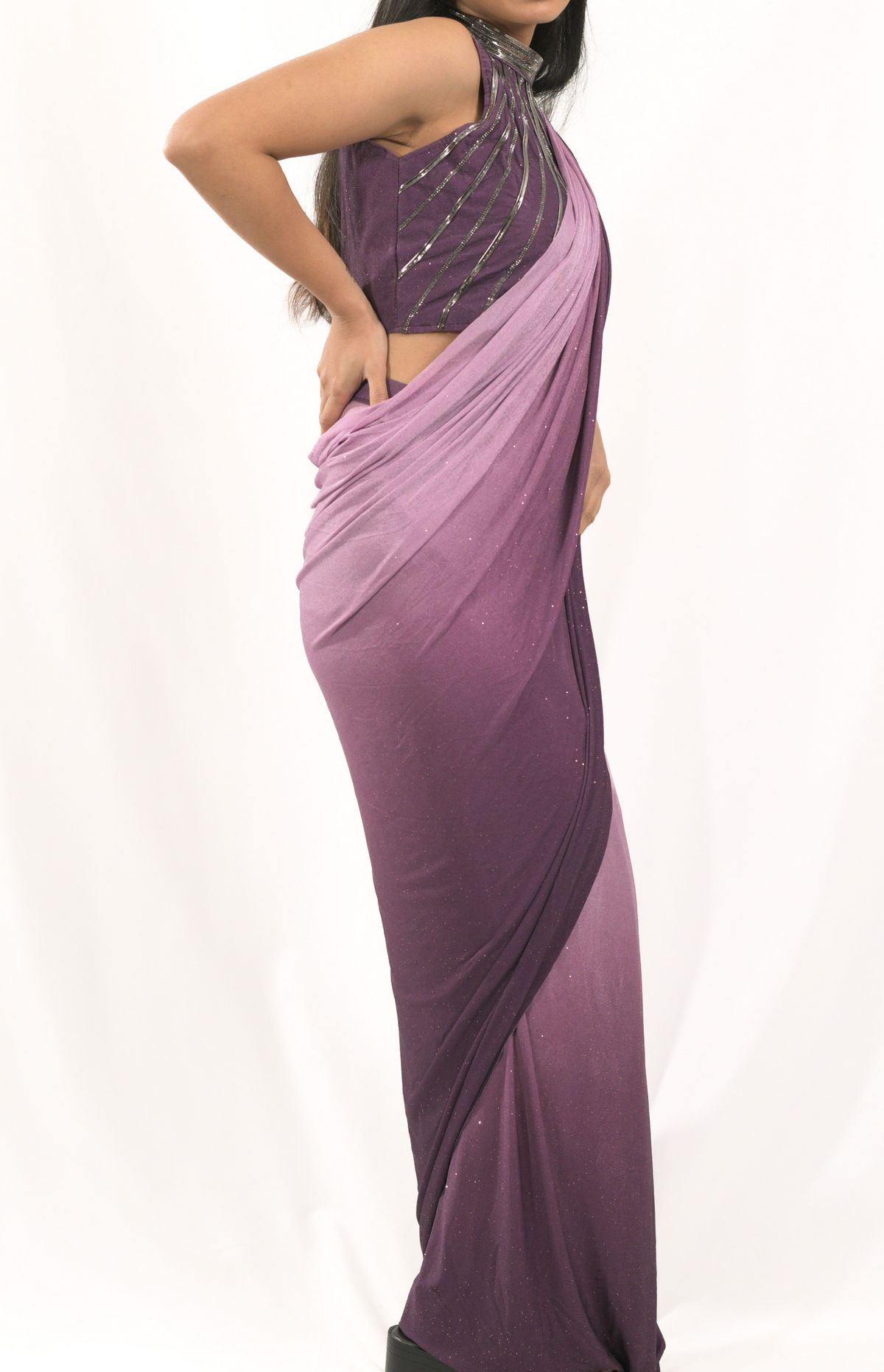 Purple Readymade Saree