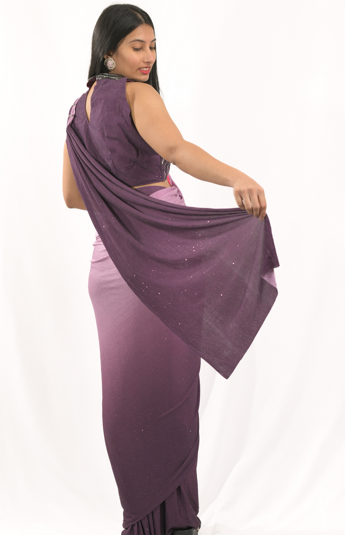 Purple Readymade Saree