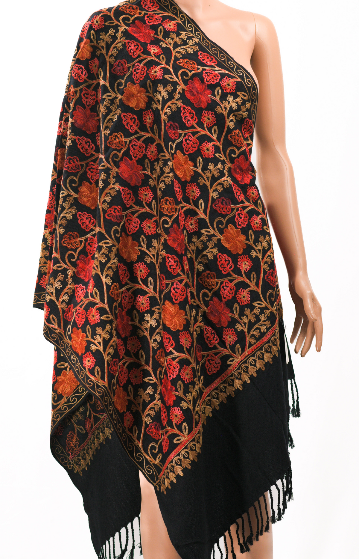 Black Embroidered Shawl