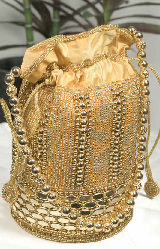 Party Wear Golden Potli Bag