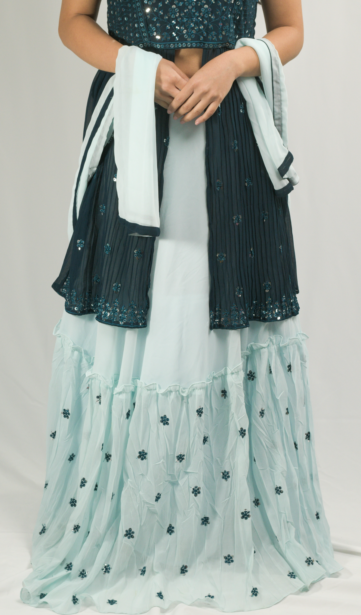 Dark Blue Naira Cut Lehenga Choli