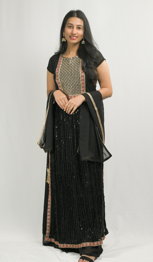 Black Naira Cut with Palazzo Pant