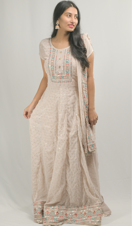 Beige Indian Gown with Leggings