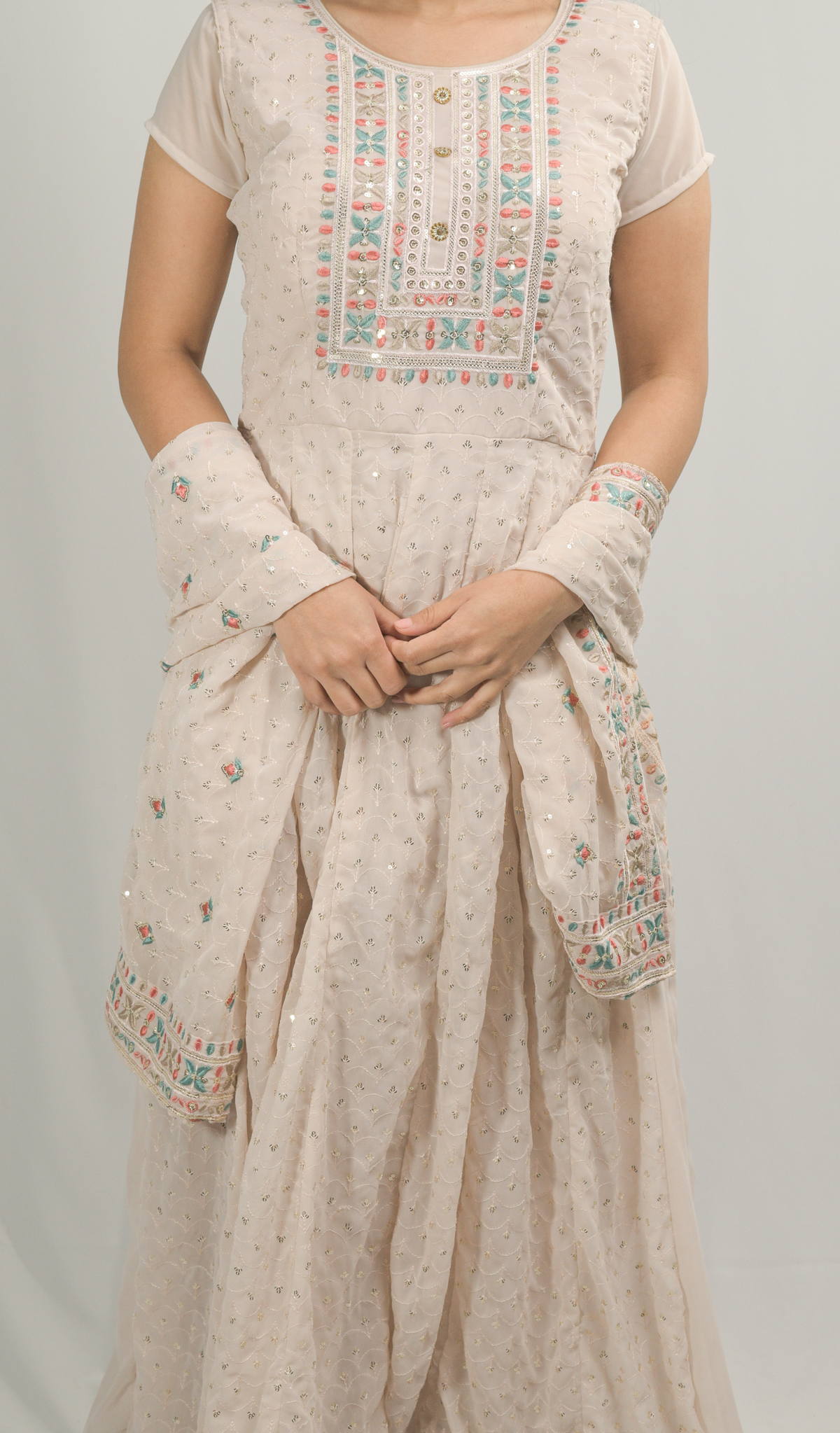 Beige Indian Gown with Leggings