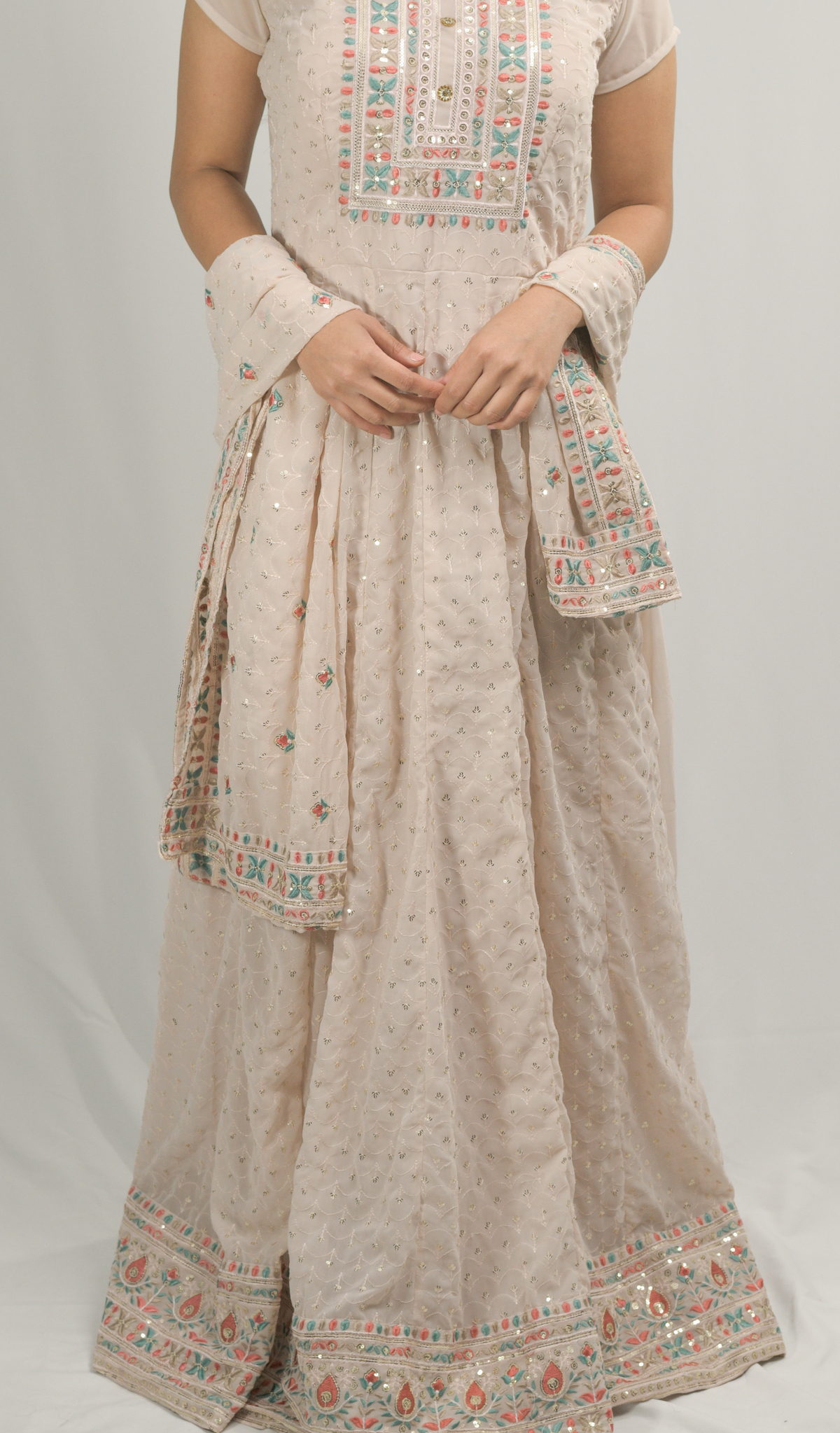 Beige Indian Gown with Leggings