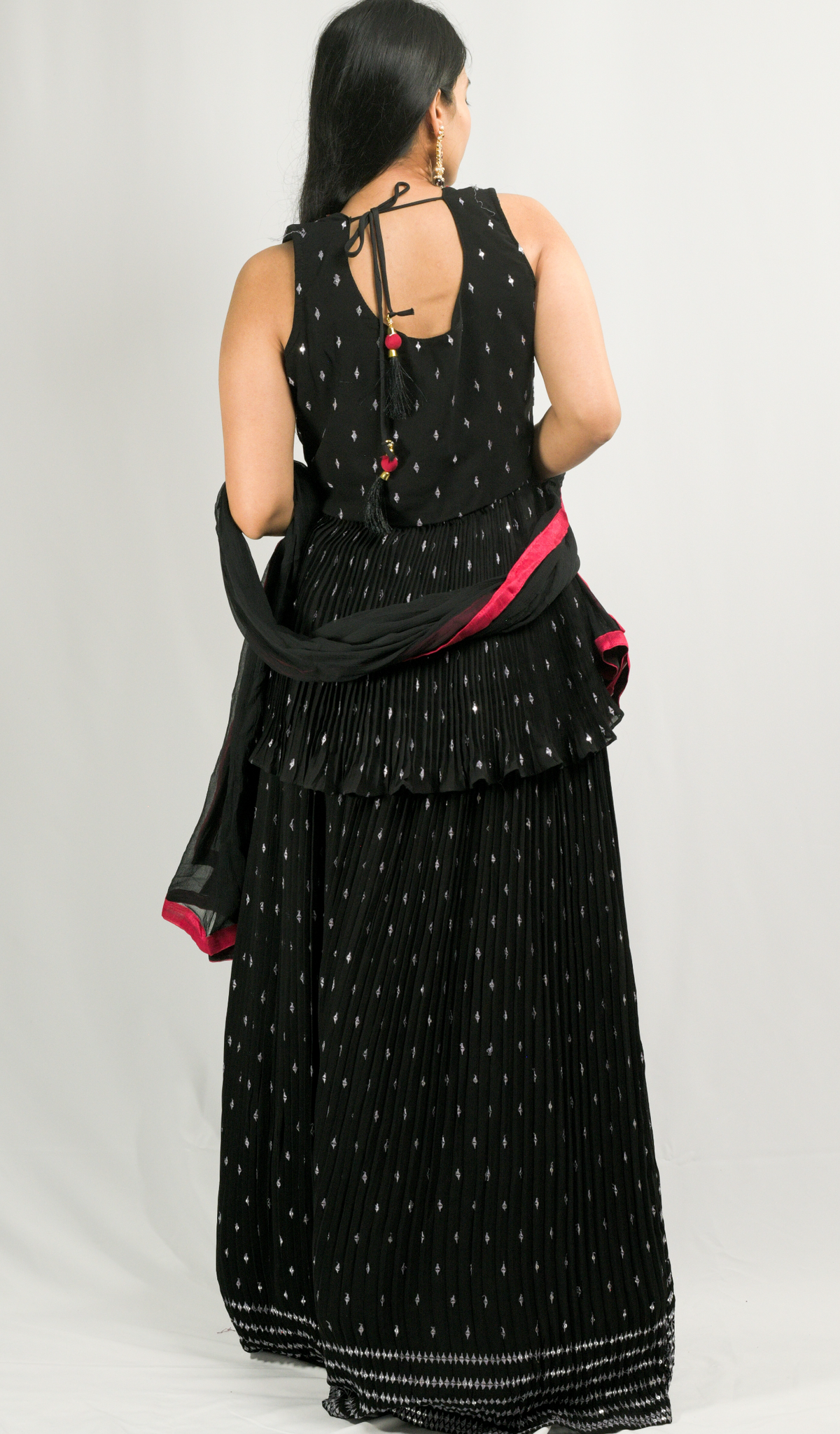 Black Naira Cut Choli Lehenga Dupatta Set