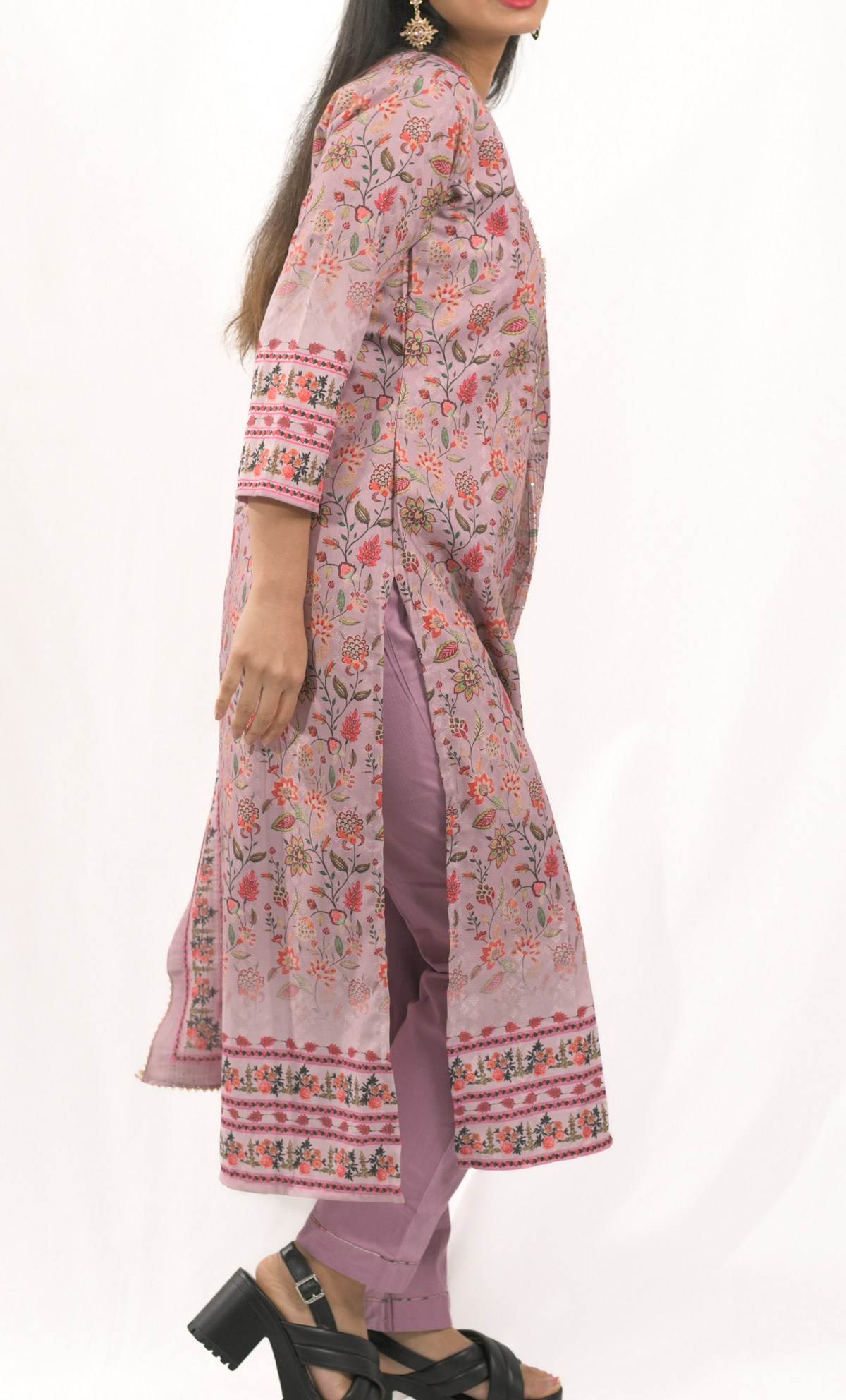Floral Pink Kurti Set