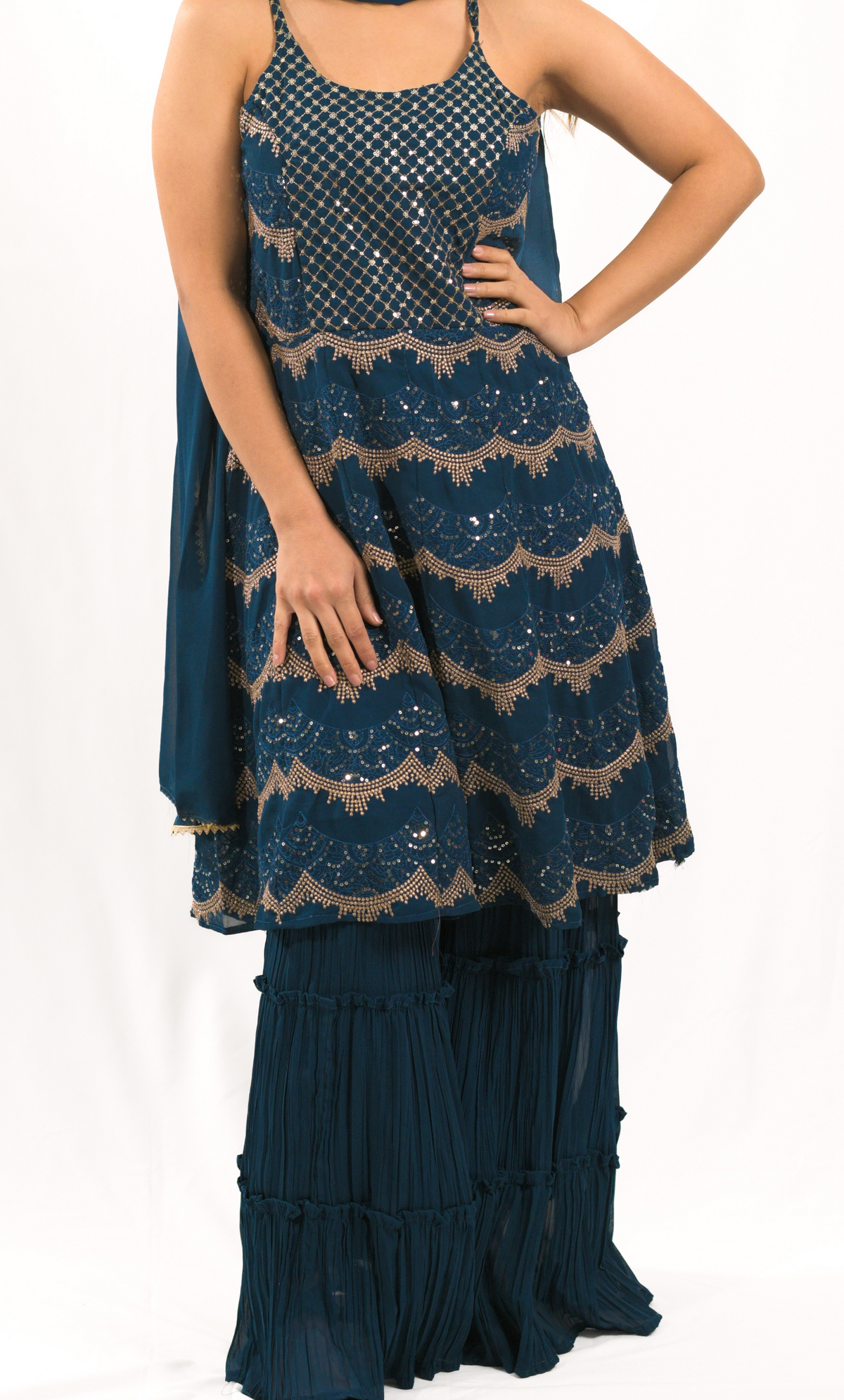 Dark Blue Gharara Set