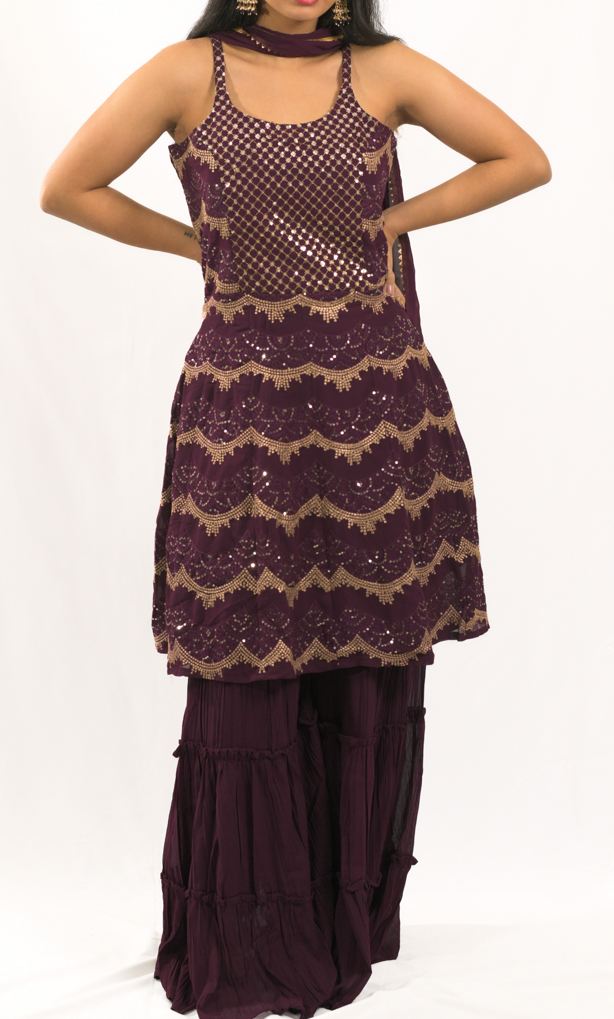 Maroon Gharara Set