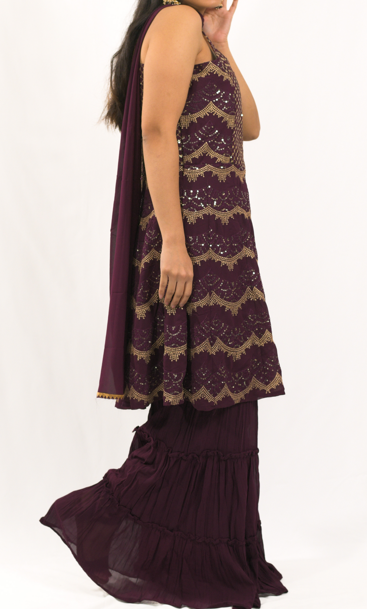 Maroon Gharara Set