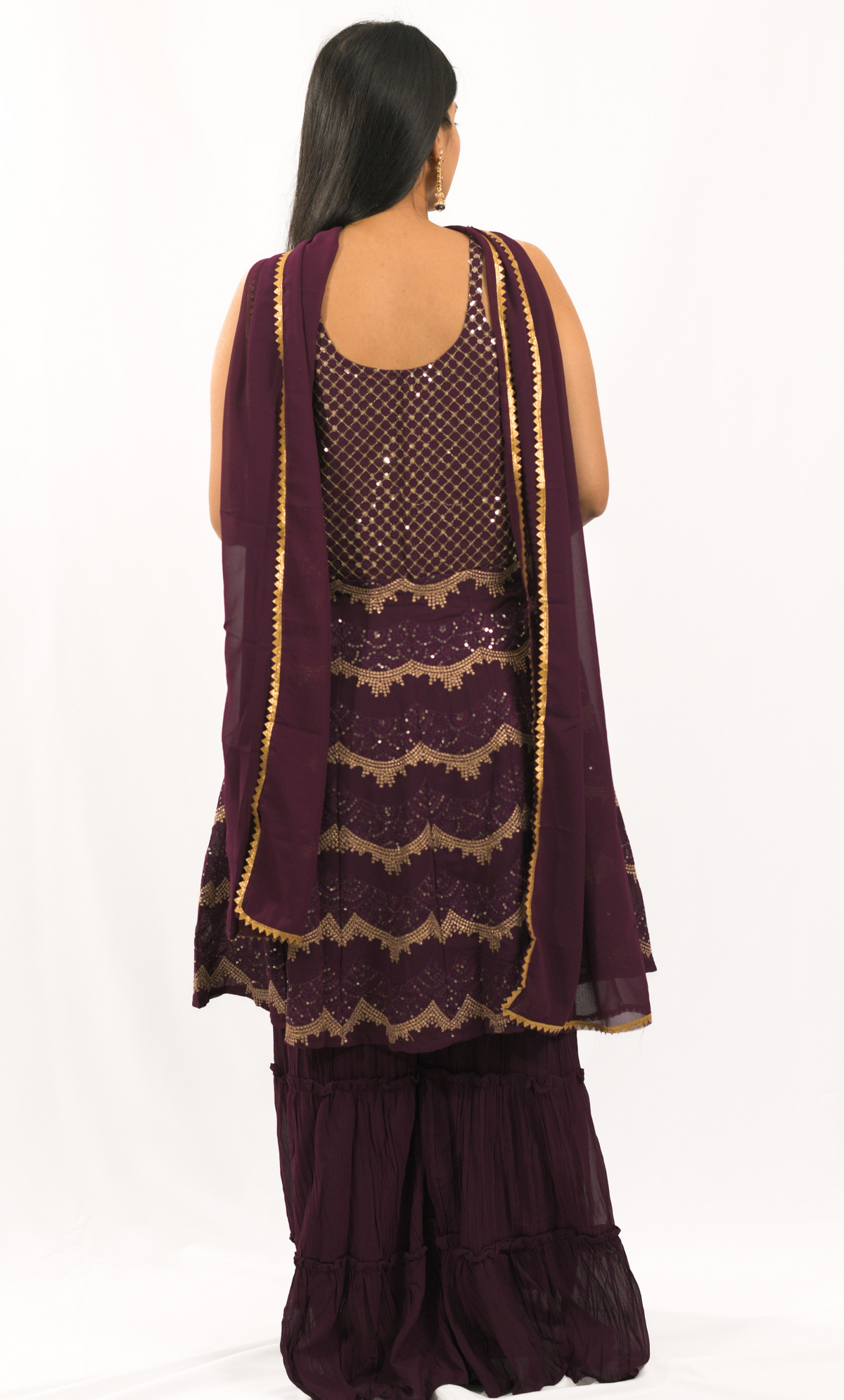 Maroon Gharara Set
