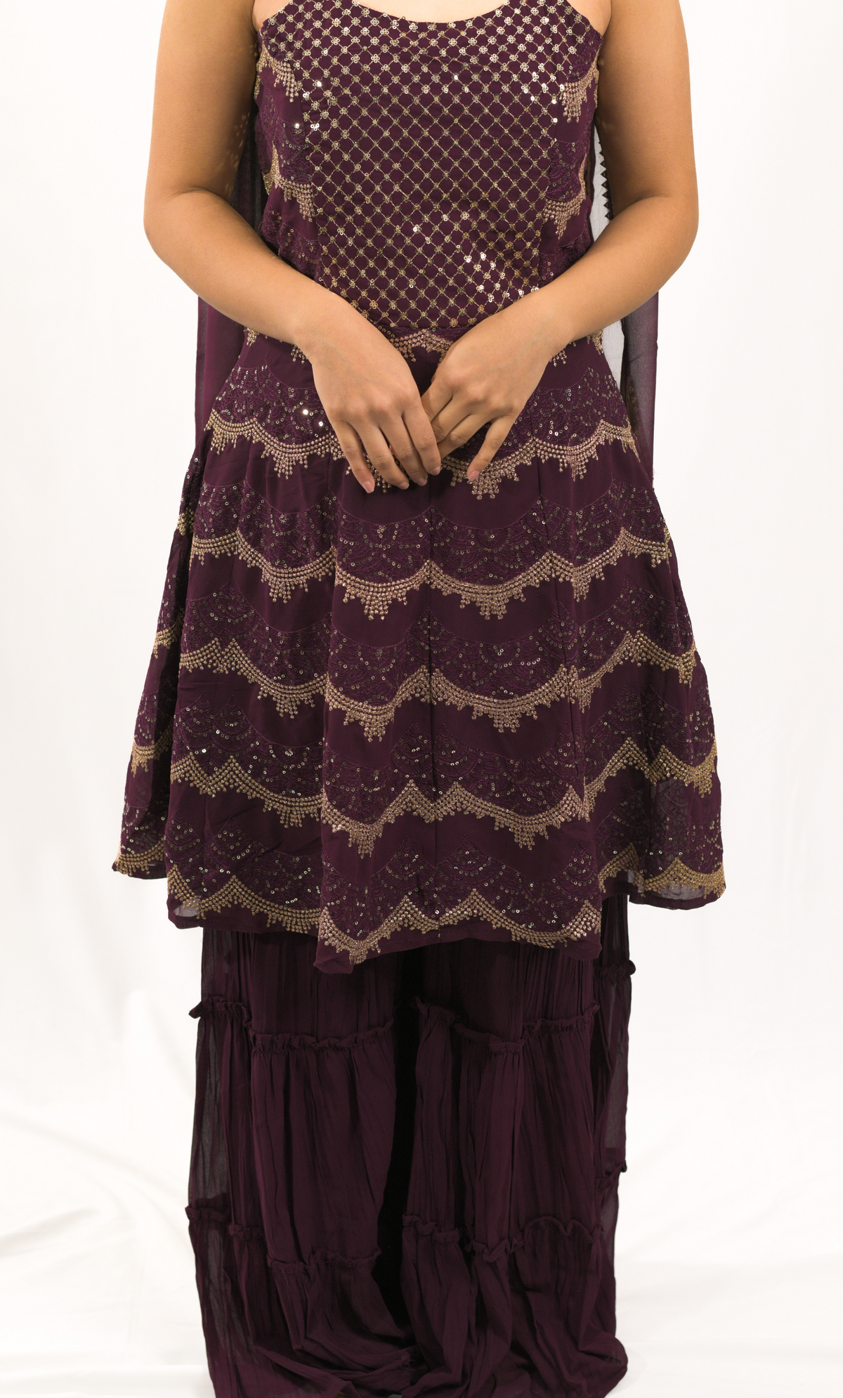 Maroon Gharara Set