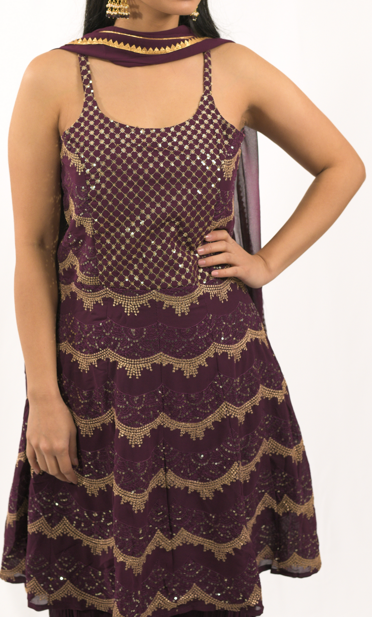 Maroon Gharara Set